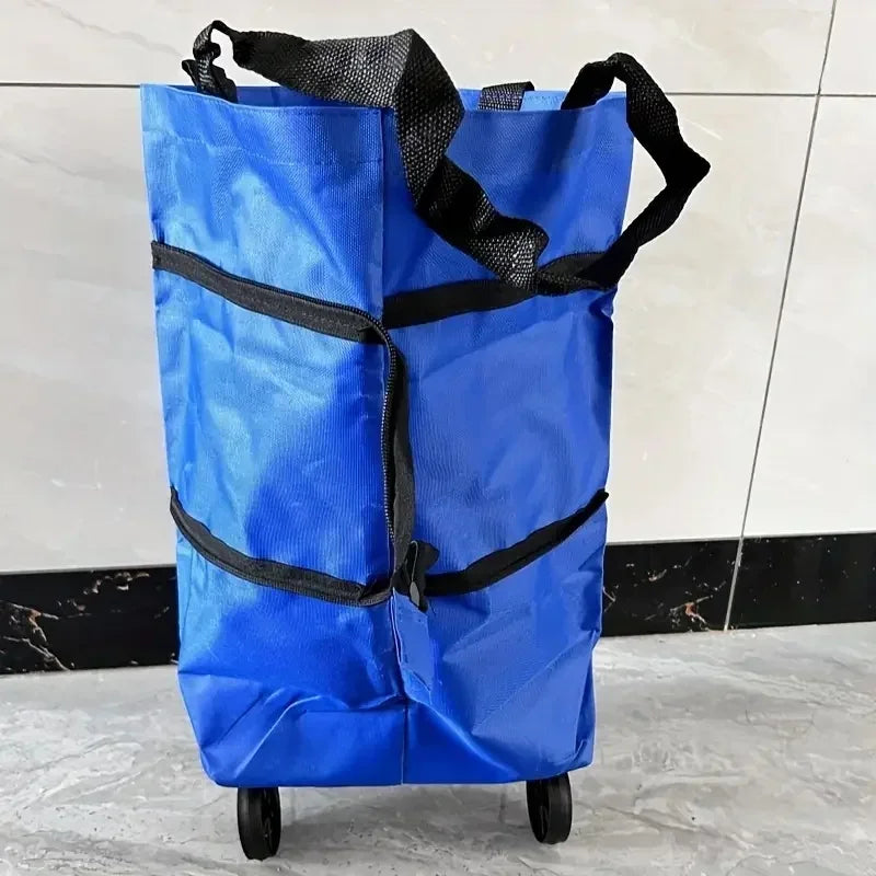 Folding Shopping Cart With Wheels Backpack Trolley Collapsible Hand Truck For Grocery Travel Luggage