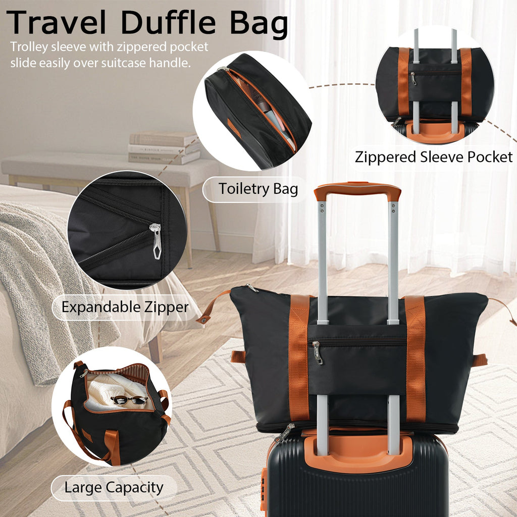 3-Piece 20-Inch ABS Carry-On Luggage Set with Duffel, Toiletry Bag and