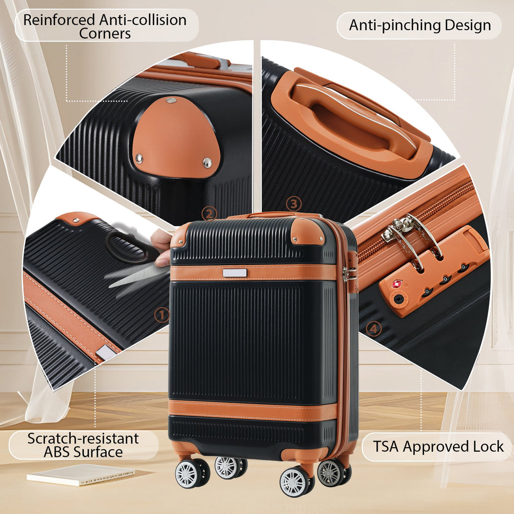 3-Piece 20-Inch ABS Carry-On Luggage Set with Duffel, Toiletry Bag and