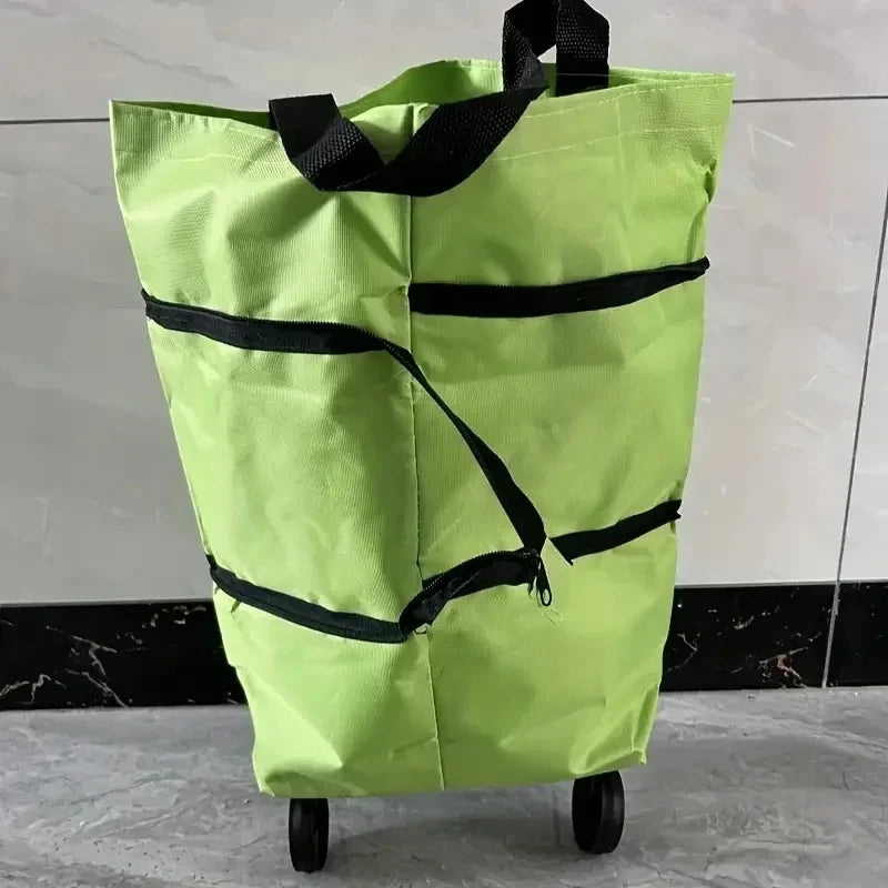 Folding Shopping Cart With Wheels Backpack Trolley Collapsible Hand Truck For Grocery Travel Luggage