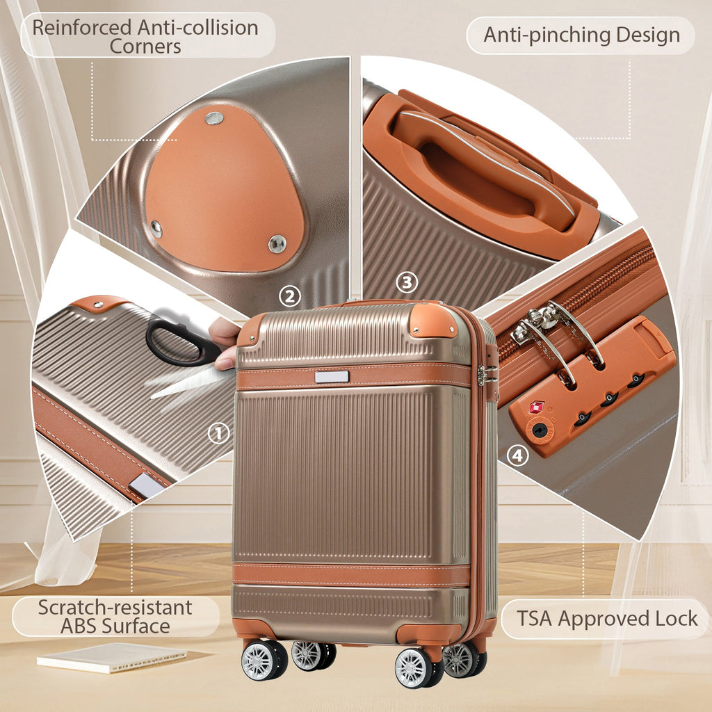 3-Piece 20-Inch ABS Carry-On Luggage Set with Duffel, Toiletry Bag and