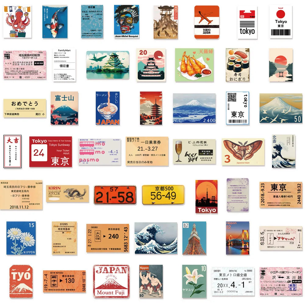 50PCS Japanese Travel Culture Creative Japanese Stickers Luggage Notebook Skateboard Speaker Waterproof Stickers