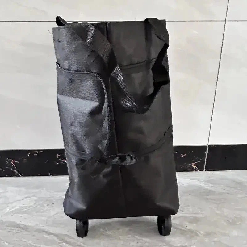Folding Shopping Cart With Wheels Backpack Trolley Collapsible Hand Truck For Grocery Travel Luggage