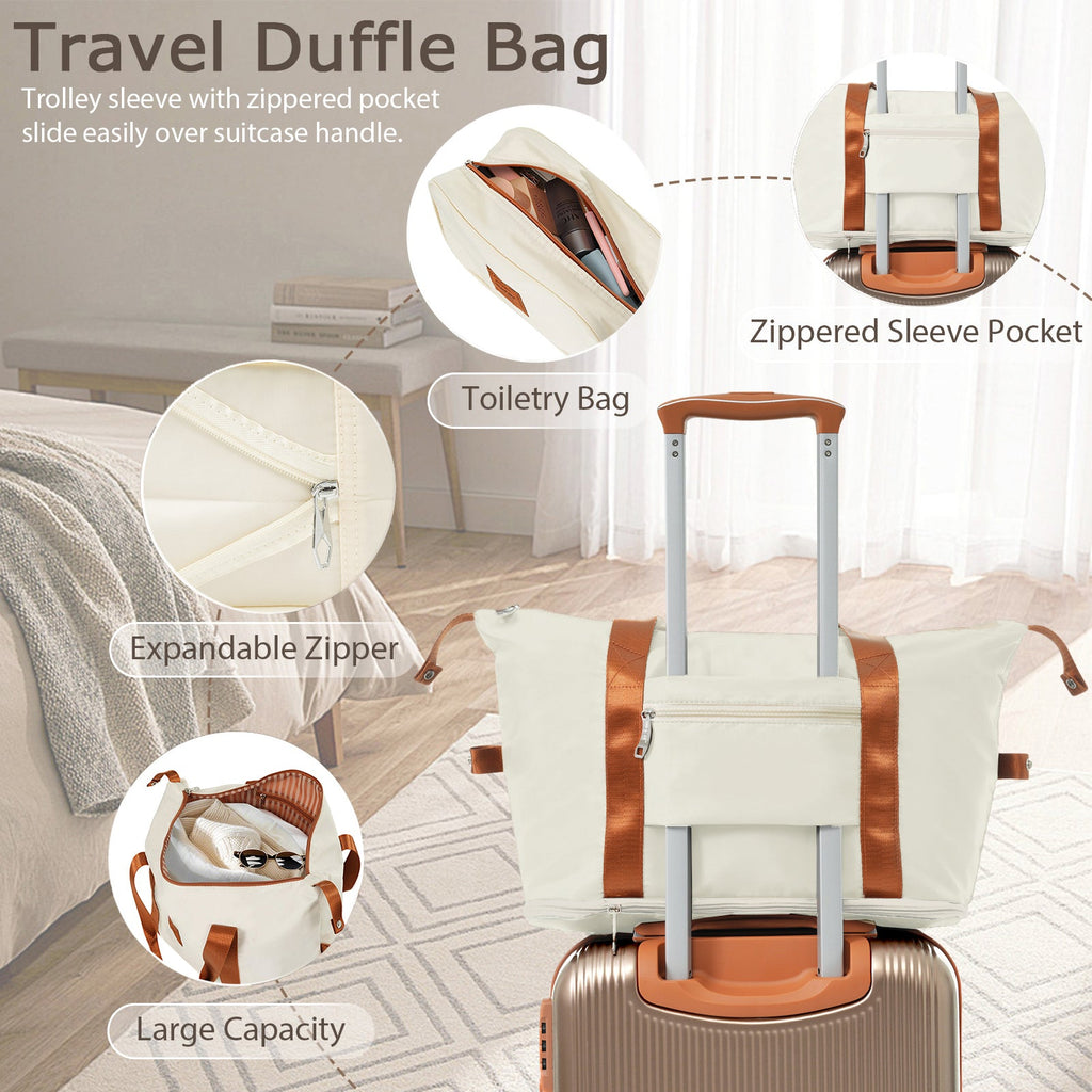 3-Piece 20-Inch ABS Carry-On Luggage Set with Duffel, Toiletry Bag and
