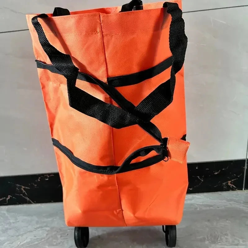 Folding Shopping Cart With Wheels Backpack Trolley Collapsible Hand Truck For Grocery Travel Luggage