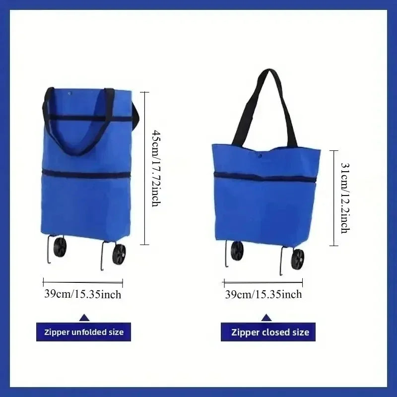 Folding Shopping Cart With Wheels Backpack Trolley Collapsible Hand Truck For Grocery Travel Luggage