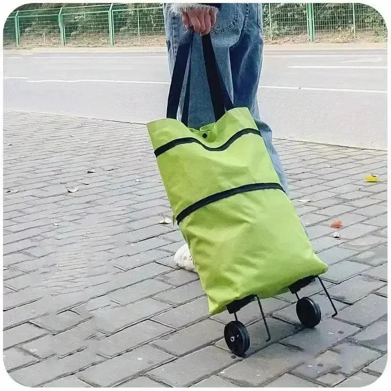 Folding Shopping Cart With Wheels Backpack Trolley Collapsible Hand Truck For Grocery Travel Luggage