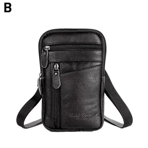 Leather Waist Bag Men's Mobile Phone Bag Wearing Belt Outdoor Sport