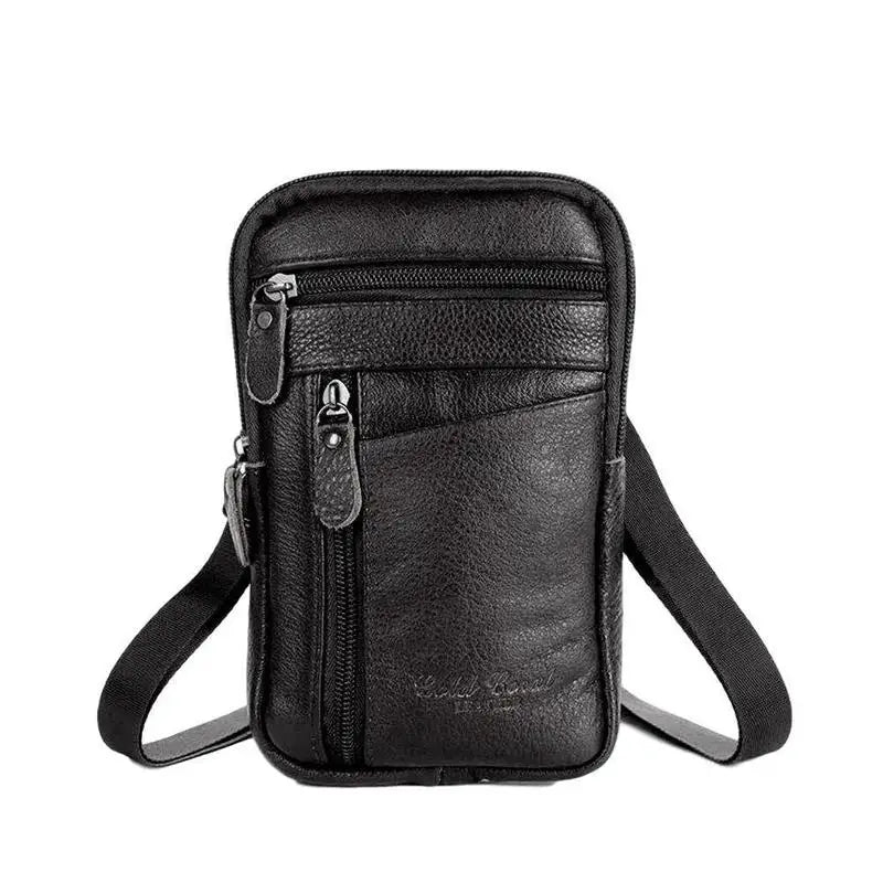 Leather Waist Bag Men's Mobile Phone Bag Wearing Belt Outdoor Sport