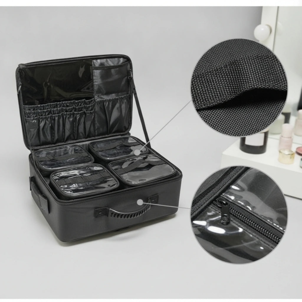 Rolling Makeup Case Hard-Sided Makeup Case with Wheels Cosmetic