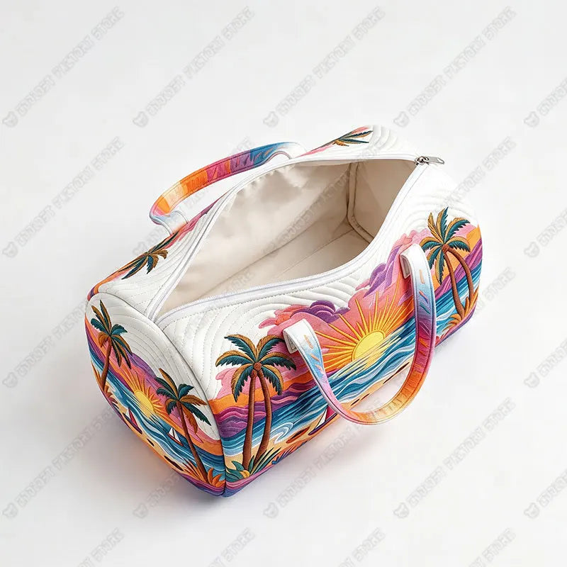 2D Flat Quilted Colorful Floral Butterfly Pattern Handbag for Travel