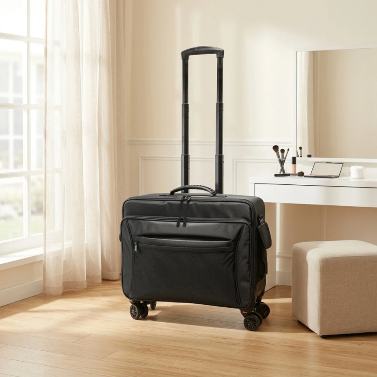 Rolling Makeup Case Hard-Sided Makeup Case with Wheels Cosmetic