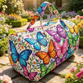 2D Flat Quilted Colorful Floral Butterfly Pattern Handbag for Travel