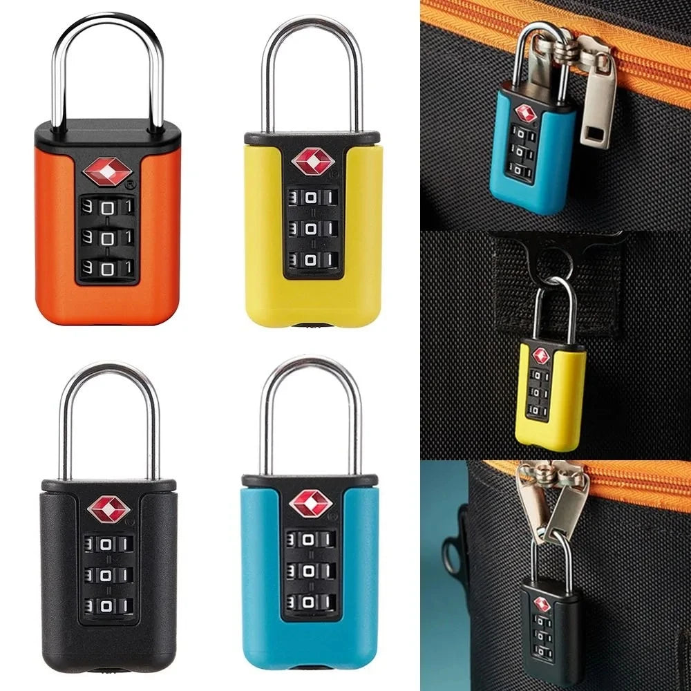 Black 3-Digit Code Padlock, Travel Luggage Combination Lock, Portable Suitcase Security Password Lock for Backpack Baggage