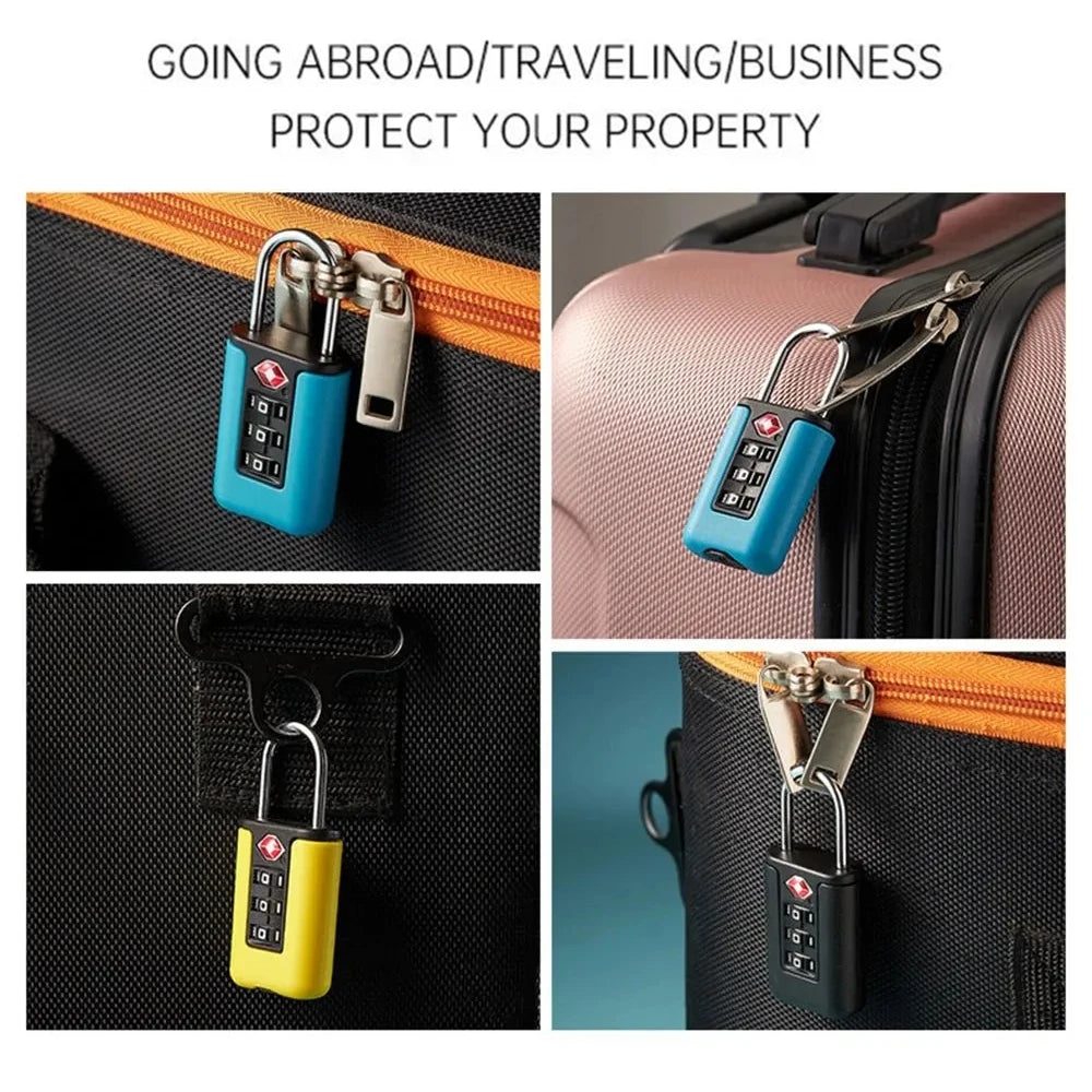 Black 3-Digit Code Padlock, Travel Luggage Combination Lock, Portable Suitcase Security Password Lock for Backpack Baggage