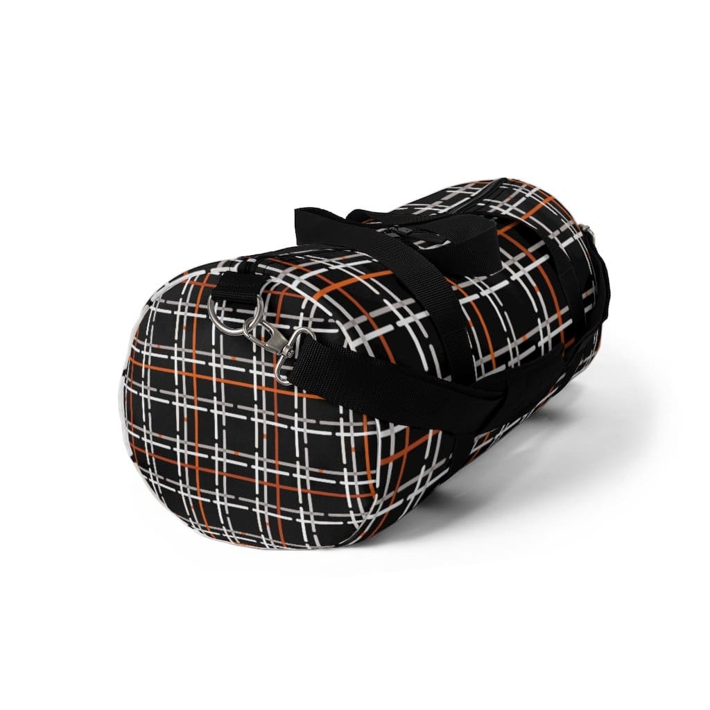 Duffel Bag - Carry on Luggage - Black and Orange Plaid