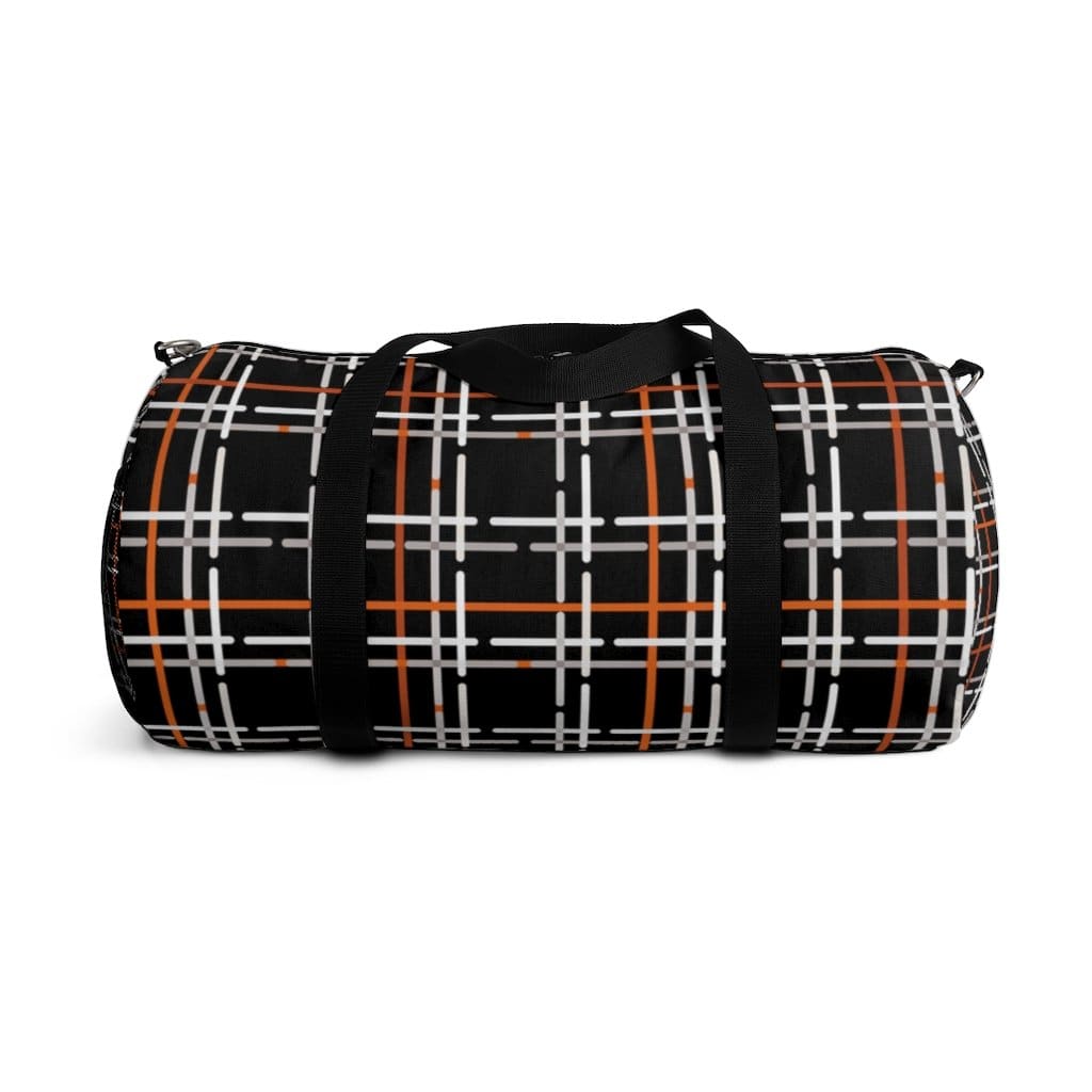 Duffel Bag - Carry on Luggage - Black and Orange Plaid