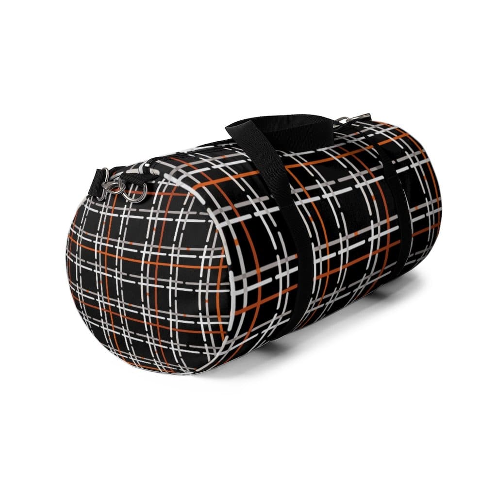 Duffel Bag - Carry on Luggage - Black and Orange Plaid
