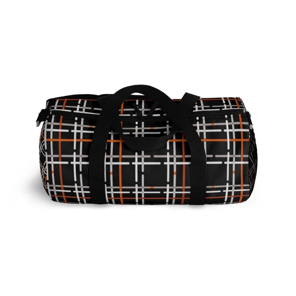 Duffel Bag - Carry on Luggage - Black and Orange Plaid