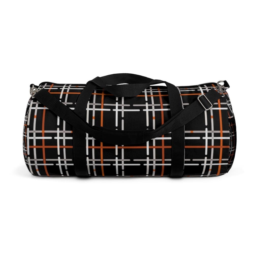 Duffel Bag - Carry on Luggage - Black and Orange Plaid